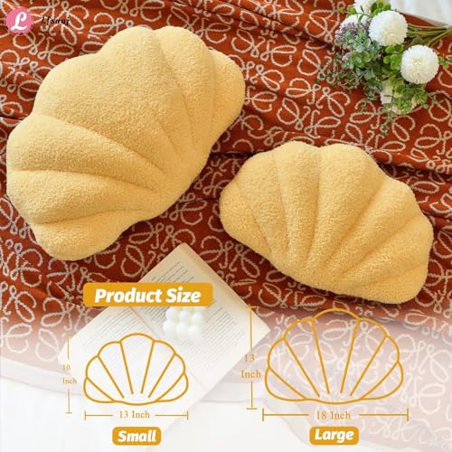 Lfsaaj Yellow Seashell Throw Pillows, Shell Shaped Throw Pillows, 13 Inch Soft Home Decorative Pillow Plush Cushion for Bed Couch Living Sofa Room Decor Accent Throw Pillow - color: Yellow, size: Small-13Inch