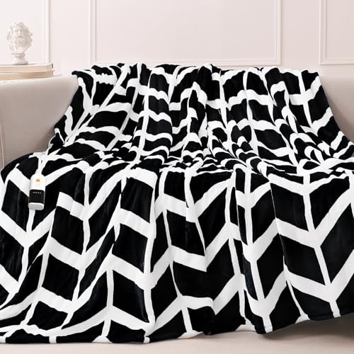 VENTIMI Electric Heated Blanket Full Size, 72" x 84" Heated Blanket with 9 Heat Levels & 2 to 10 Hours Auto Off, Fast Heating Blankets with ETL & FCC Certification, Black - color: Black, size: Full