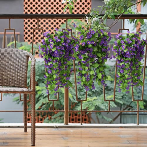 ZFProcess 2PCS Artificial Hanging Flowers, Fake Hanging Plants Violet Vines UV Resistant for Wall Home Room Garden Wedding Indoor Outdoor Spring Summer Decoration(Purple) - color: Purple