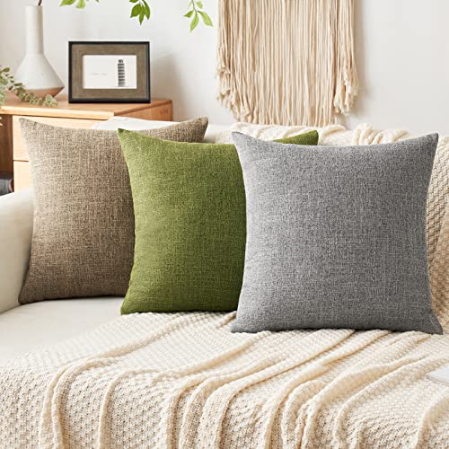 MIULEE Pack of 2 Decorative Linen Burlap Pillow Covers Farmhouse Boho Accent Pillowcases for Sofa Car Couch Bedroom Living Room Decor 16x16 Inch Brown - color: Brown, size: 16" x 16" (Pack of 2)