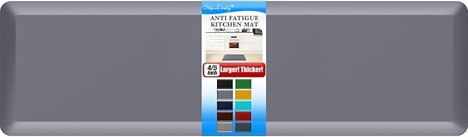 4/5 Inch Thick Kitchen Mat - Cushioned Anti Fatigue Mats for Kitchen Floor - Easy to Clean, Waterproof, Non-Slip Kitchen Rug for Sink, Office, Kitchen (17''x60'' Grey)