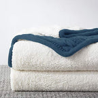 Longhui bedding Acrylic Cable Knit Sherpa Throw Blanket - Thick, Soft, Big, Cozy Grey Blue Knitted Fleece Blankets for Couch, Sofa, Bed - Large 50 x 63 Inches Gray Blue Coverlet All Season - color: Grey Blue, size: 50" x 63", Standard