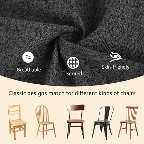 ELFJOY 4 Pack Chair Cushions for Dining Chairs Chair Pads Cushion for Kitchen Office Tufted Textured Square Seat Cushion with Ties (16" Dark Grey) - color: Dark Grey