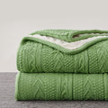 Longhui bedding Sage Green Acrylic Cable Knit Sherpa Throw Blanket - Thick, Soft, Big, Cozy Sage Green Knitted Fleece Blankets for Couch, Sofa, Bed - 50 x 63 Inches - color: Sage Green, size: 50" x 63", Standard