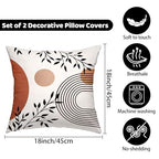Boho Mid Century Throw Pillow Covers 18x18 Inches Modern Geometric Abstract Art Pillow Case Set of 2 Soft Velvet Couch Pillows Cushion Cover for Bed Sofa Living Room (Brown, 18" x 18") - color: Brown