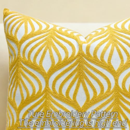 Slow Cow Embroidery Decorative Throw Pillow Cover Case for Couch Sofa Home Decor Modern Geometric Accent Pillow Cushion Cover 18 x 18 Inches Yellow - color: Yellow Leaves, size: 18" x 18" (Pack of 1)
