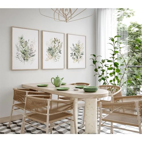 Joocrise Watercolor Botanical Wall Art Set of 3 Boho Floral Canvas Wall Decor Prints Sage Green Wildflower Wall Art Modern Flower Pictures Botanical Painting for Bedroom Bathroom 24x36 Inch Unframed - color: Watercolor Botanical Prints, size: 24x36 Inch U
