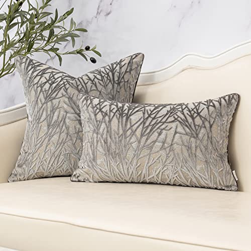 Yangest Dark Grey Twigs Throw Pillow Cover Branches Velvet Cushion Case Neutral Pillowcase for Sofa Couch Bedroom Living Room Home Decor,20x20 Inch - color: Grey, size: 20" x 20" (Pack of 1)