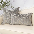 Yangest Grey Throw Pillow Cover Velvet Cushion Cover Branches Rectangular Pillowcase for Sofa Couch Bedroom Living Room, 12x20 Inch - color: Grey, size: 20" x 12" (Pack of 1)