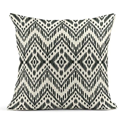 ArtSocket Set of 4 Throw Pillow Covers Ikat Tribal and Boho Bohemian Black Ethnic Herringbone for Ideas Decor Linen Outdoor Pillow Cases Home Decorative Square 18x18 Inches Pillowcases - size: 18" x 18" (Pack of 4)