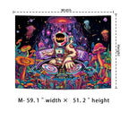 Amhokhui Blacklight Astronaut Tapestry UV Reactive Funny DJ Music Tapestry Trippy Aesthetic Tapestriesy Galaxy Space Tapestries Flower Wall Hanging Decor for Home - size: 59.1"L x 51.2"W