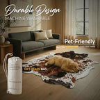 NativeSkins Faux Cowhide Rug 4'7" x 6'7" – Brown Cow Print Area Rug for Living Room & Bedroom – Non-Shedding, Flat-Lay, Pet-Friendly – Faux Suede Grip Backing – Vegan Western Farmhouse Decor - size: 4'7" x 6'7" (Large)