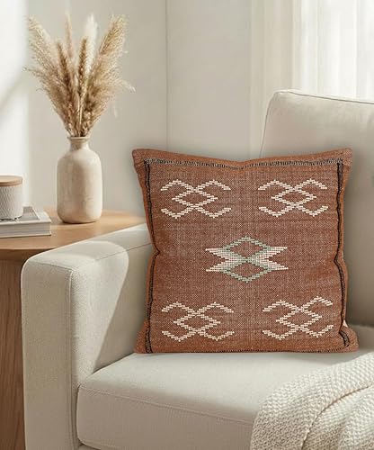 Indian Cotton Cushion Cover Sabra Kilim Pillow Cover Designer Decorative Sofa 18x18 Inche Handwoven Cushion Case for Farmhouse Home Decor Spring Decorative Pillow (Pattern 3) - color: Pattern 3