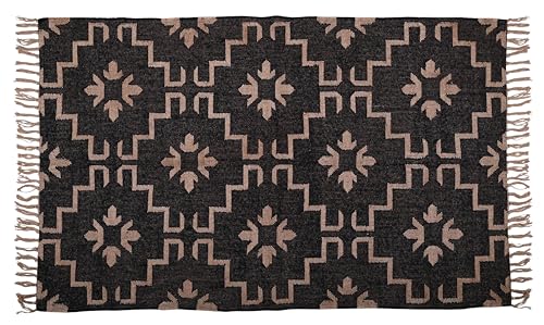 Natural Wool Jute Kilim Rug Farmhouse Handwoven Jute Runner Rug - Reversible Kilim Dhurrie, Rustic Decorative Area Rug for Natural Decorative Rug 3X5 - size: 3X5 FT