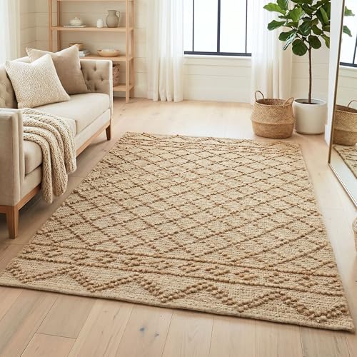 Homespice Nira Brown Diamond Jute Rug 4x6' - Thick & Firm Premium Handmade Natural Fiber Rugs for Bedroom and Office, Lays Flat, Won't Fray or Shed, Diamond Trellis Pattern - color: Nira, size: 4' x 6' (Rectangular)