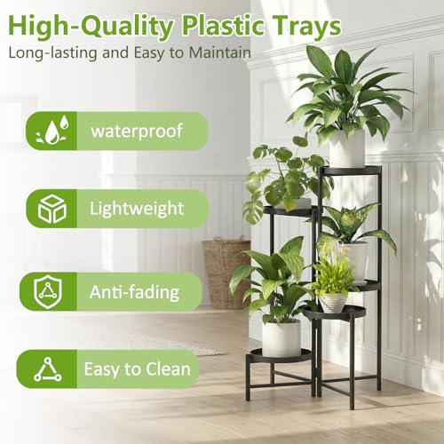 Plant Stand Flower Stand, 5 Tier Metal Outdoor Plant Shelf Balcony Planter, Tall Tiered Plant Stands for Indoor, Corner Flower Display Stand for Multiple Large Plants, Heavy Duty Multi Plant Shelves for Patio Garden Living Room - size: 5 Tier