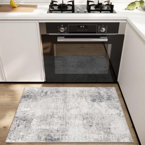 2x3 Washable Small Rugs for Entryway: Area Rug Non Slip Door Mat Indoor Entrance Soft Low Pile Throw Rugs for Inside Front Door Floor Bedroom Bedside Kitchen Nursery Kids Room Entry Home Office - color: Purple and Cream, size: 2' x 3' (Rectangular)