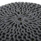 Nahunta Knitted Round Pouf - Cotton - Gray - color: Grey