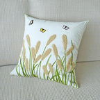 vctops Farmhouse Pampas Grass Cotton Tufted Throw Pillow Cover Boho Embroidery Pillowcase Soft Square Cushion Case for Sofa Couch Bed Chair (Khaki,18"x18") - color: Khaki