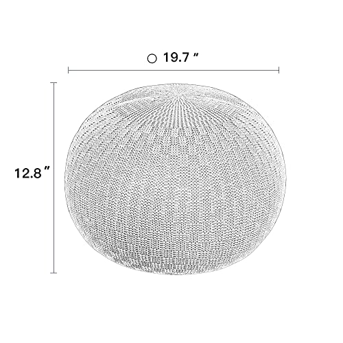 ARTPLAN - Round Knit Pouf - Woven Floor Ottoman - Handmade & Hand Stitched - 19.7 Dia x 12.8 High - Boho Home Décor - Living Room - Bedroom,Invisible Green - color: Invisible Green