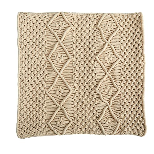 Nearly Natural 16in. Boho Woven Macrame Decorative Pillow Cover