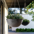 LA JOLIE MUSE Large Hanging Planters for Outdoor Plants - 13 Inch Hanging Flower Pots with Drainage Holes, Set of 2, Rock Grey - color: Concrete Gray