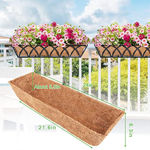 Y&M 2 Pack 24 Inch Coco Coir Liners for Window Box Planters, Pre-Formed Trough Coconut Fiber Replacement Liners for Wall Planter, Fence and Flower Baskets - color: 2pcs 24in Horse