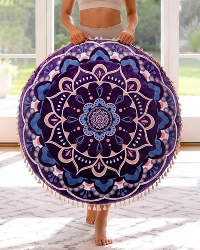 Hihealer Meditation Cushion, Large Velvet Floor Pillow for Yoga, Meditation & Mindfulness, Supportive Memory Foam Bolster (Purple) - color: Purple