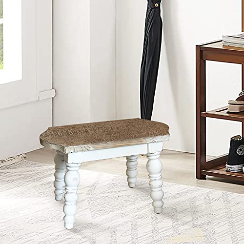 dwellington Wooden Bathroom Farmhouse Step Stool, Wood Foot Stool for Adults Kids, Bedside Step Plant Stand for Kitchen - color: White Wash