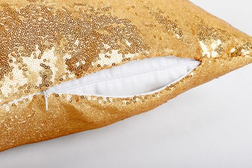 ShinyBeauty Gold Throw Pillow Covers 12X20 Inches Set of 2, Rectangle Pillow Cover, Glitter Fabric Sequin Pillow Case for Couch,Sofa,Bed Room,Living Room Pillows Home Decorations - color: Gold, size: 20" x 12" (Pack of 2)