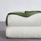 Longhui bedding Olive Green Acrylic Cable Knit Sherpa Throw Blanket - Thick, Soft, Big, Cozy Olive Green Knitted Fleece Blankets for Couch, Sofa, Bed - 50 x 63 Inches - color: Olive Green, size: 50" x 63", Standard