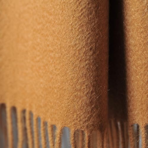 CUDDLE DREAMS Premium Cashmere Throw Blanket with Fringe, Luxuriously Soft (Camel) - color: Camel