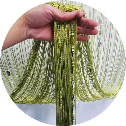 ave split 100cmX200cm Decorative Door String Curtain Beads Wall Panel Fringe Window Room Divider Blind for Coffee House Restaurant Parts Door Divider Tassel Screen Decoration (Grass green25) - color: Grass Green