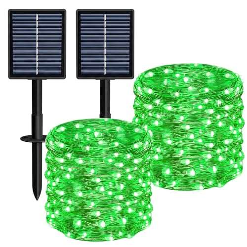 Solar String Lights 2 Pack Total 66FT 200LED Solar Fairy Lights Outdoor Waterproof 8 Lighting Modes Twinkle Lights for Patio, Garden Yard Party Wedding Tree Christmas Halloween Decoration, Green - color: Green