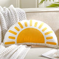 Newwiee Sunshine Throw Pillow for Classroom Reading Corner Boho Sun Pillow Back to School Decor Soft Velvet Semicircular Cushion for Book Nook Student Dorm Room and Cozy Reading Spot 15.75 x 9.84 Inch - style: Sun