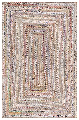SAFAVIEH Area Rug 5x8 - Cape Cod Collection - Beige & Multi, Handmade Jute & Cotton, Woven Braided Design (CAP202B) - color: Beige/Multi, size: 5' x 8' (Rectangular)