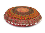 Large Round seat Floor Cushion Chair Ottoman Cover Pouf Pillow Meditation Floor Cushions for Adults Seating pouffe Ottoman Throw Covers Craft Room Furniture Sitting Cover 22 Inches Red Yellow - color: Red Yellow