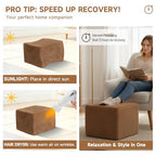 Tiita Pouf Ottoman and Foot Rest, Square Foam Stuffed Floor Pouf with Storag for Living Room, Brown - color: Square Brown