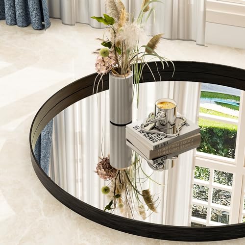 24 Inch Round Bathroom Mirror - Wall Mounted Circle Mirror with Metal Frame, Modern Mirror Suitable for Bathroom, Vanity, Entryway, Living Room, Wall Decor,Black - color: Black, size: 24"L x 24"W
