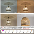 19.7" Boho Rattan Chandelier Fixture,3-Light Farmhouse Wicker Hand Woven Ceiling Hanging Chandeliers of Living Room Dining Room Kitchen Island Hallway - size: 3-Light 19.7 inch