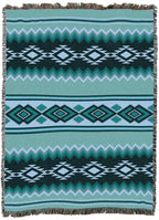 Pure Country Weavers Turquoise Chevron - Western Tapestry Throw Blanket Woven from Cotton - Made in The USA (72x54) - color: Turquoise Chevron