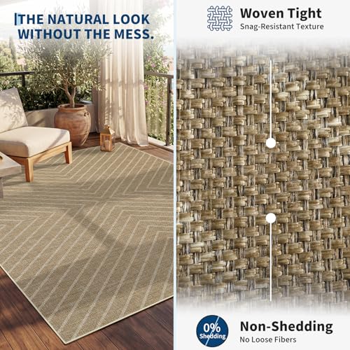 Garvee Easy Jute 2x6 Kitchen Runner Rug, Washable Rugs for Entryway Non Slip Outdoor Indoor Hallway Rug, Farmhouse Striped Morden Ultra Thin Non Shedding Carpet for Entry Bedroom Laundry 2'x6' - color: Striped|jute, size: 2' x 6' (Runner)