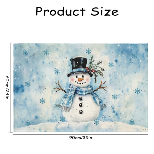 Blue Snowman Christmas Entryway Rugs 2x3 Winter Home Decor Doormat Small Non-Slip Low Pile Front Door Mat Washable Throw Rugs for Kitchen Bedroom Bathroom Xmas Holiday Decor - color: Blue Snowman