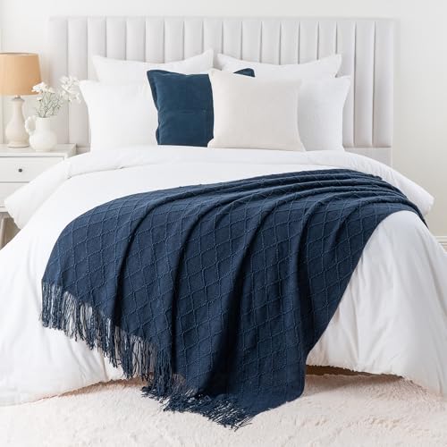 BATTILO HOME Navy Throw Blanket for Couch, Decorative Navy Blue Throw Blanket for Sofa Bed Room Decor, 50"x60" - color: Navy, size: 50 x 60 in.
