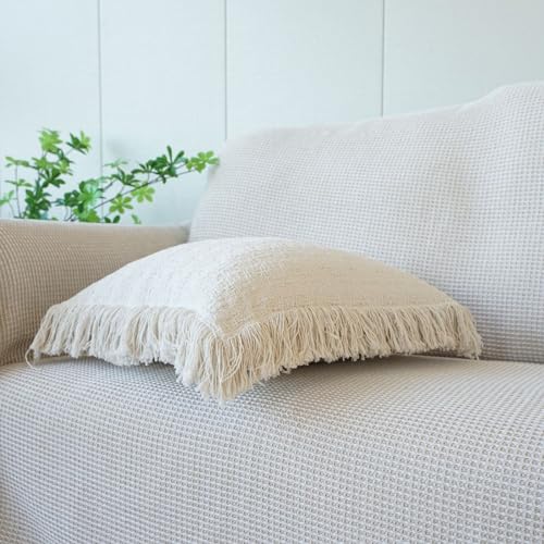 Solid Color Throw Pillow Cover with Fringe Tassels Super Soft Bed Pillow Shams Farmhouse Neutral Decorative Pillowcase for Sofa Couch Bed (Patternd,18"x18") - color: Pattern D, size: 18"x18",Throw Pillow Covers