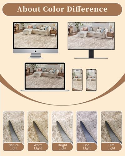 Madane Washable Runner Rug 2x6, Kitchen Hallway Runner Rug with Non-Slip Rubber Backing, Vintage Soft Low Pile Carpet Runner for Entryway Laundry Bathroom Bedroom Living Room (2 x 6, Beige/Brown) - color: Beige/Brown, size: 2' x 6' (Runner)
