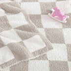 WRENSONGE Checkered Throw Blanket, Taupe Soft Cozy Fluffy Warm Hand Made Throw Blankets for Couch, Sofa, Chair, Bed, Camping, Picnic, Travel Lightweight Bed Blanket - 30"*40" - color: Art Taupe, size: Small(30''x40'')