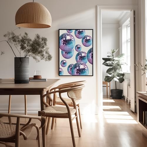 Poster Master Disco Ball Print - Retro Vivid Disco Balls Poster - Modern & Preppy Art - Trendy Wall Design - Chic Boho Disco Art - Aesthetic Dorm or Nightclub Wall Decor - 8x10 UNFRAMED Wall Art - color: Style-02, size: 8"L x 10"W