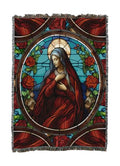 Pure Country Weavers Mary Rose Stained Glass Blanket - Religious Gift Tapestry Throw Woven from Cotton - Made in The USA (50X60) - color: Mary Rose Stained Glass, size: 50x60
