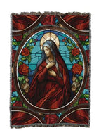 Pure Country Weavers Mary Rose Stained Glass Blanket - Religious Gift Tapestry Throw Woven from Cotton - Made in The USA (50X60) - color: Mary Rose Stained Glass, size: 50x60